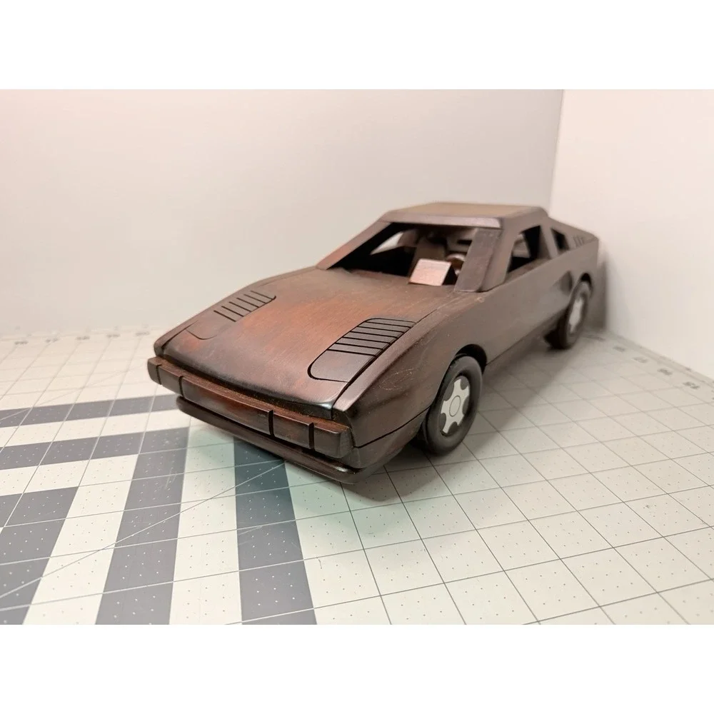 Vintage Handcrafted Wooden Sports Car Model Ferrari 308 GTB
